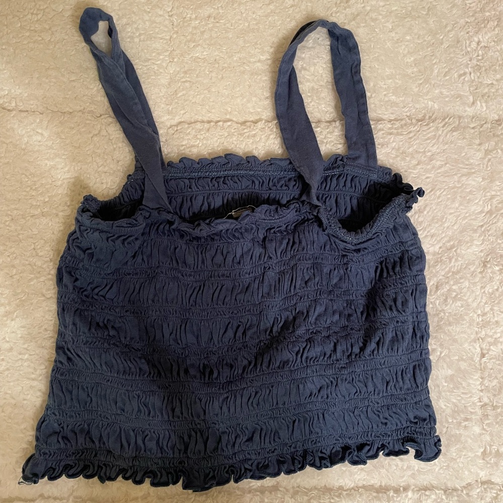 Blue Ruffled Women's Top - Picture 2 of 3